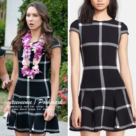 Alice + Olivia Selma Checkered Drop Waist Dress ASO Spencer Hastings - Picture 1 of 13